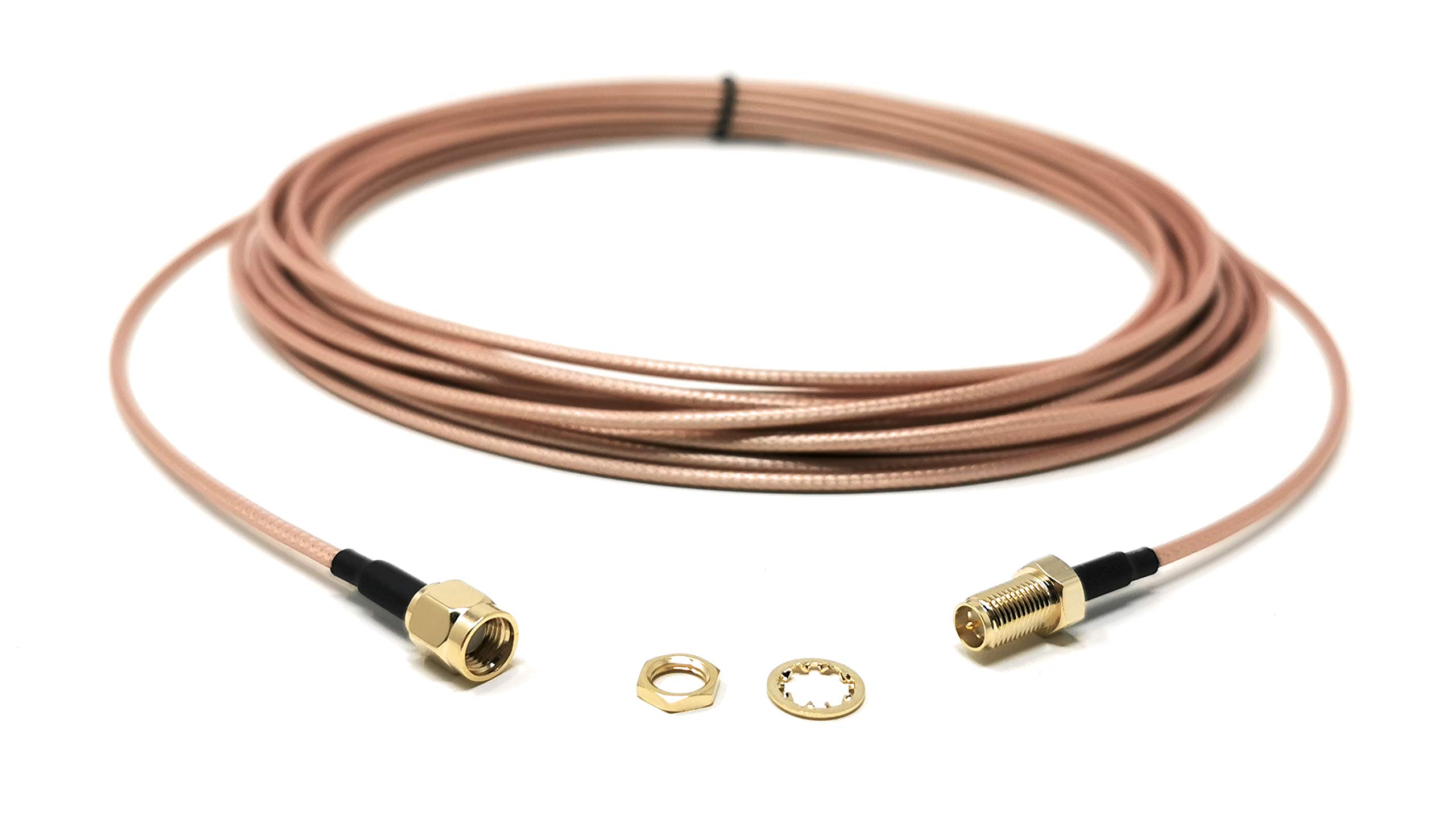 Maincore 10m Reverse SMA Male to SMA Female WiFi Antenna Cable Lead Extension, 50ohm, Braided Shield and Brass Reverse, Coax of 26 AWG (10m)