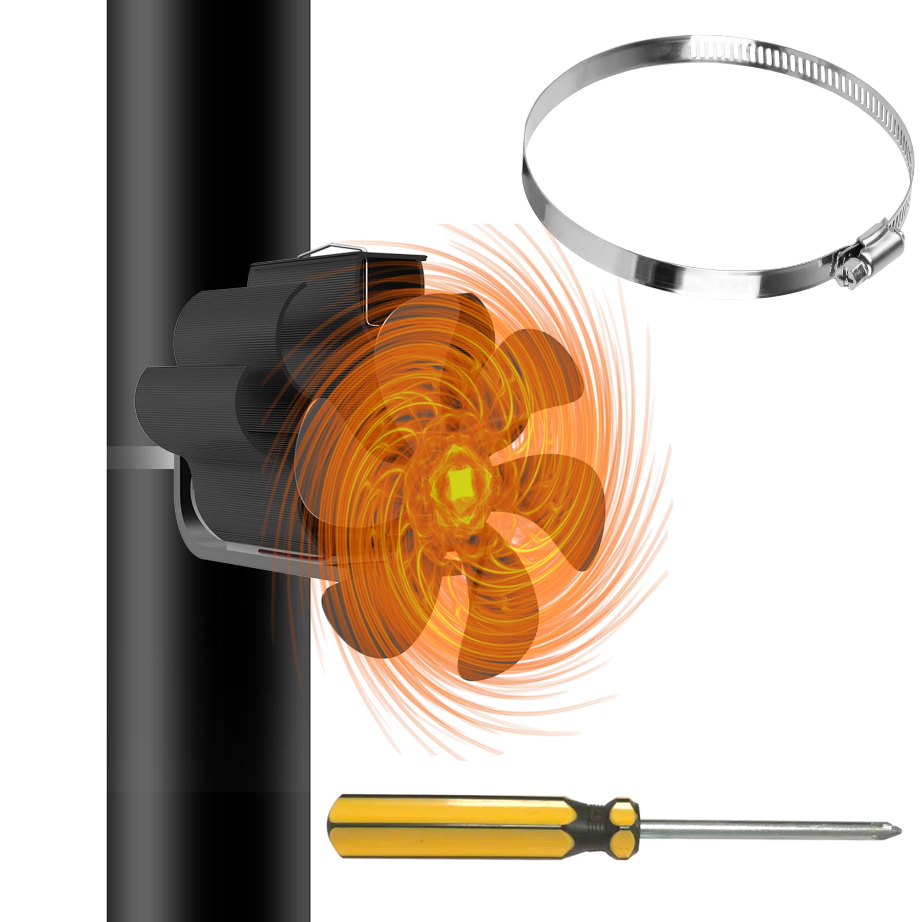 ABUNRO Log Burner Fan, 6 Blade Stove Fan, Silent Operation Fan for Wood Burning Stove, Woodburner Fan for Wood/Log Burners/Fireplace Fan/Increased Efficient for Large Room