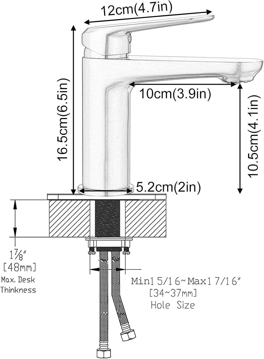 Bathroom Tap Basin Mixer Tap for Washroom and Bathroom Sink Lever Cold