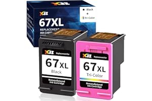 XJI Remanufactured Ink Cartridges Replacement for HP 67XL 67 XL Black Color Combo Pack, for Deskjet Plus 2700 2700e 2755 2755e 2855e 4100 4100e 4155 4155e 4255e Envy Pro 6000 6055e 6400 6455e Printer
