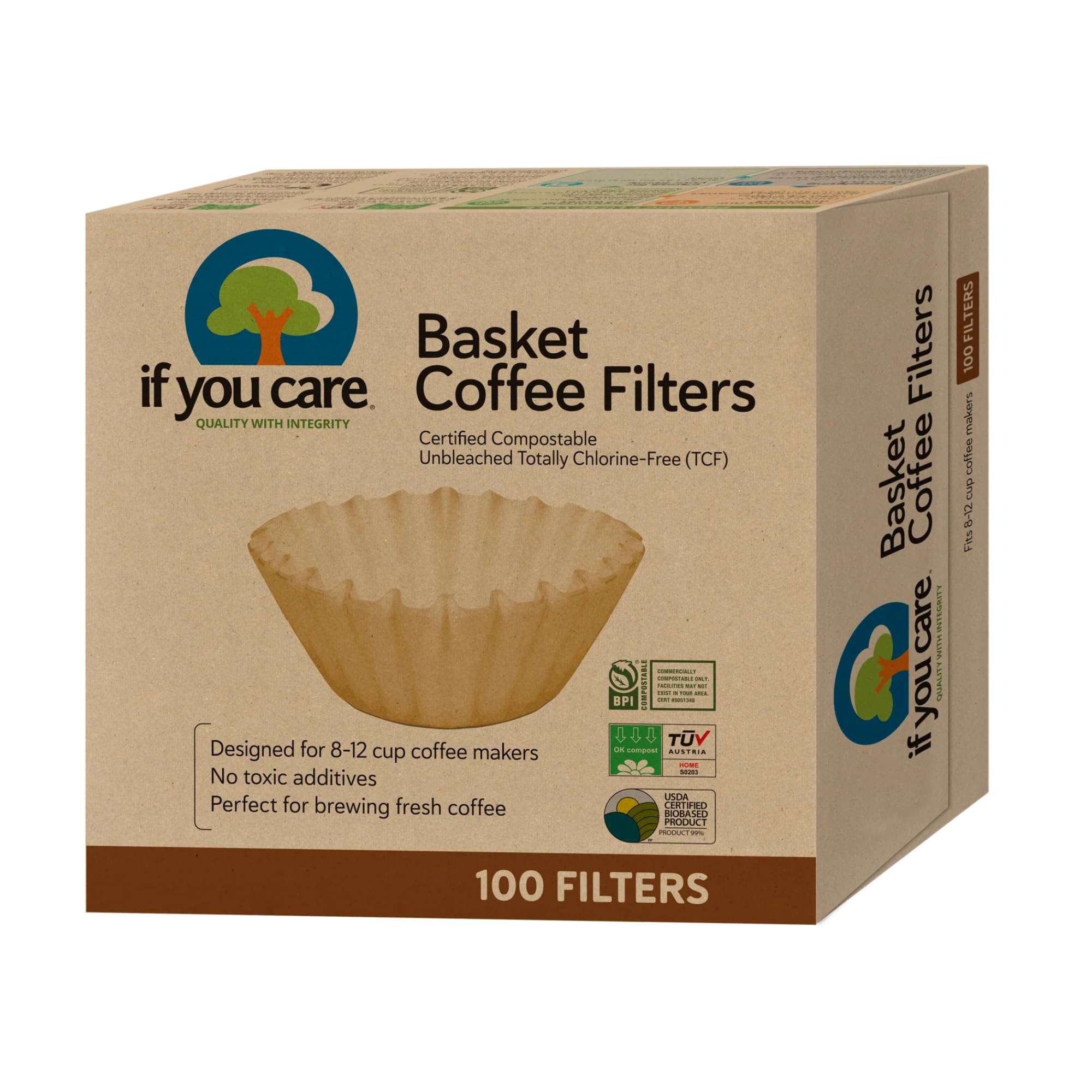 2 x 100 Basket Coffee Filters Unbleached Totally Chlorine-Free by If You Care