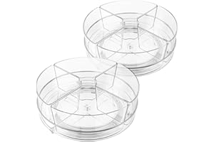 Slow Slog 2 Pack Lazy Susan Organizer, 9 inch Rotating Storage Organizer with 4 Removable Bins, Lazy Susan Turntable Organize