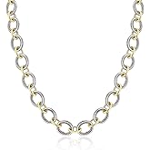 dnswez Wire Necklaces for Women, 2 Tone Link Chain Necklaces Circles Adjustable Necklaces Costume Jewelry for Women Gifts