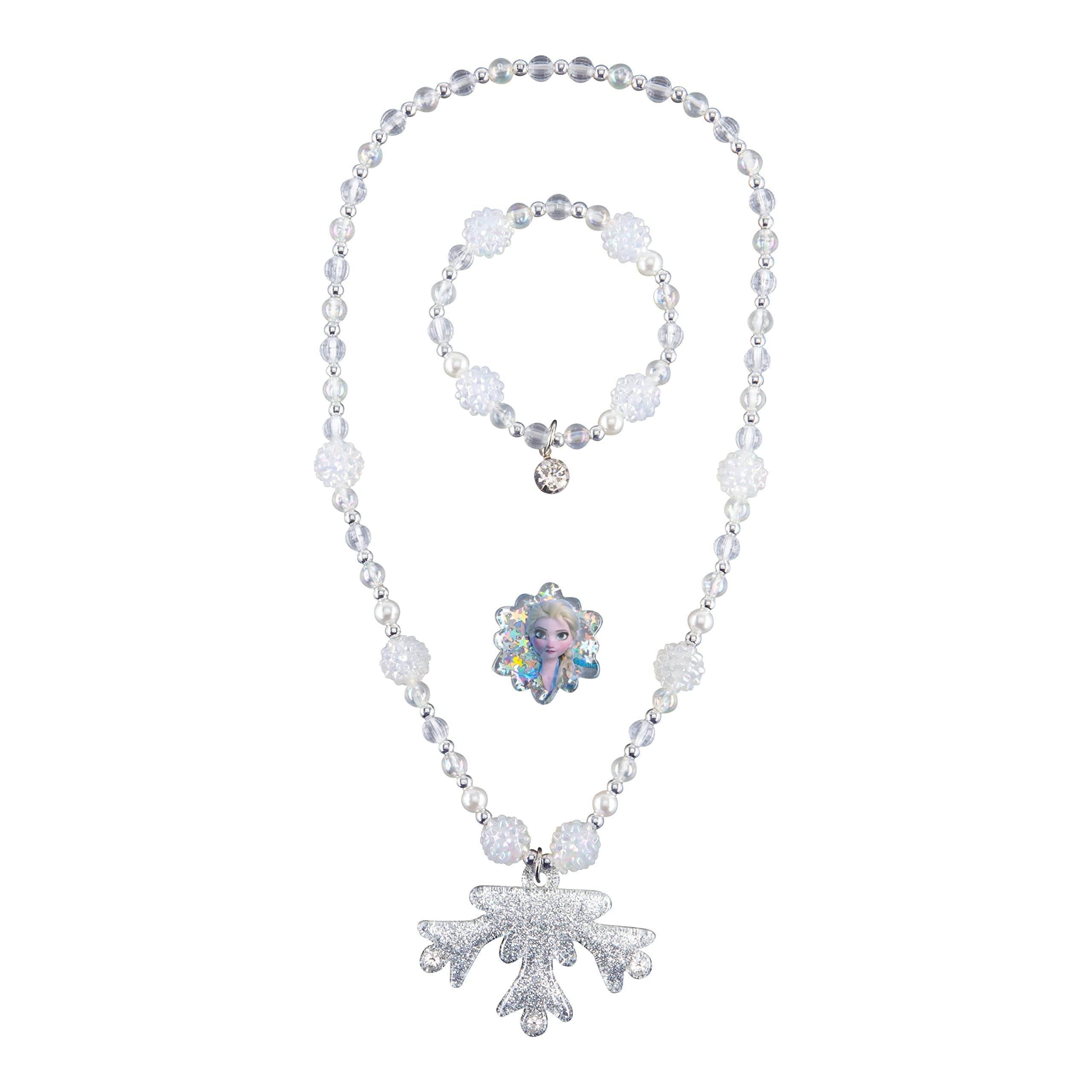 LUV HER Girls Jewelry Set - Dress Up 3 Piece Toy Jewelry Box Set with Bead Necklace, Bracelet, and Ring - Frozen Play Accessories - Ages 3+