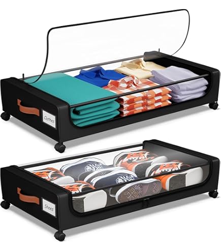 GoFujuco Under Bed Storage Bins With Wheels & Clear Lids, 2-Pack, Organize Clothes, Shoes, Bedding – Durable Rolling Containers For Home - View #10