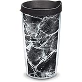Tervis Black Marble Made in USA Double Walled Insulated Tumbler Travel Cup Keeps Drinks Cold & Hot, 16oz, Classic
