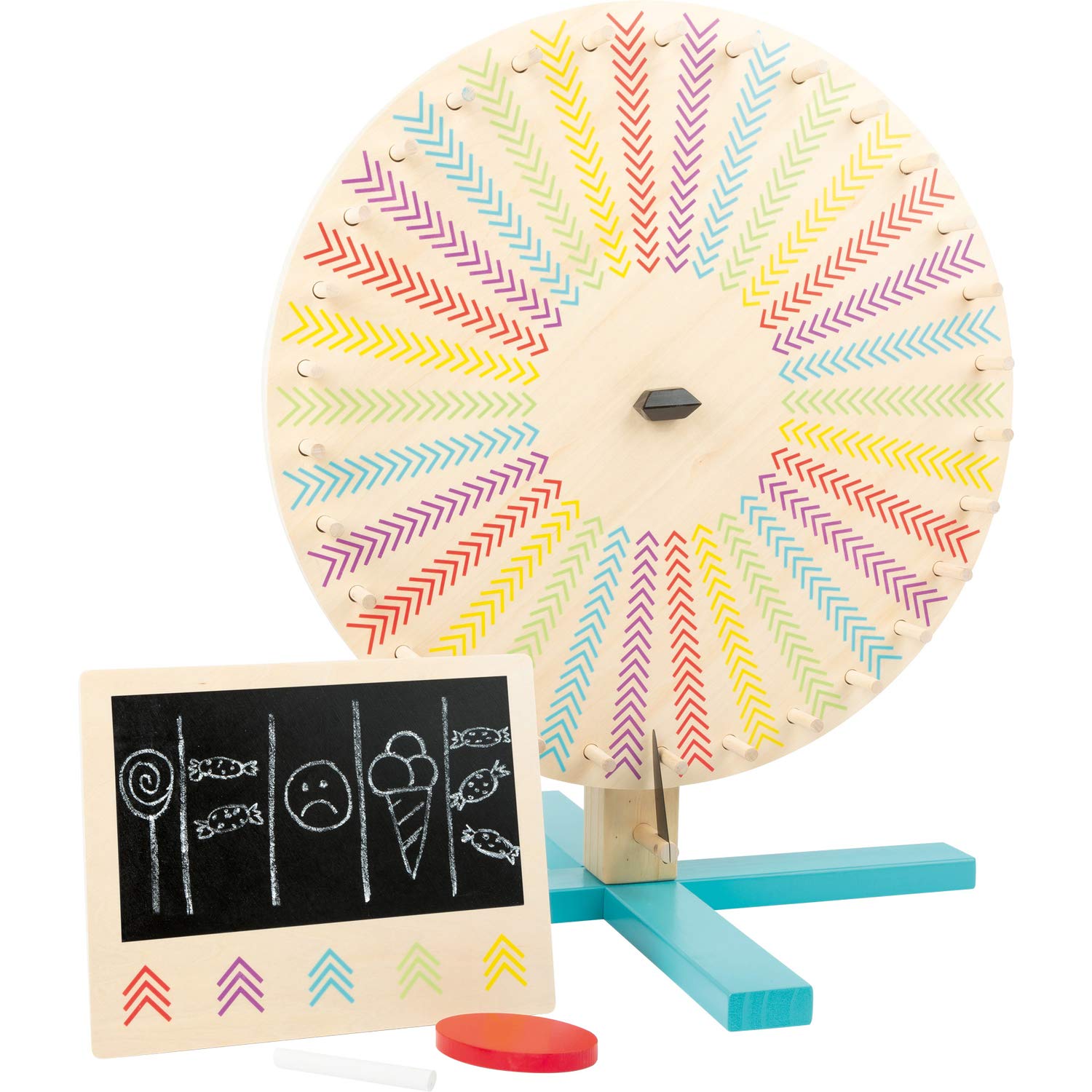 Small Foot 11371 Prize Wheel Active made of wood, FSC® 100%-certified, with a small chalkboard for teams and points