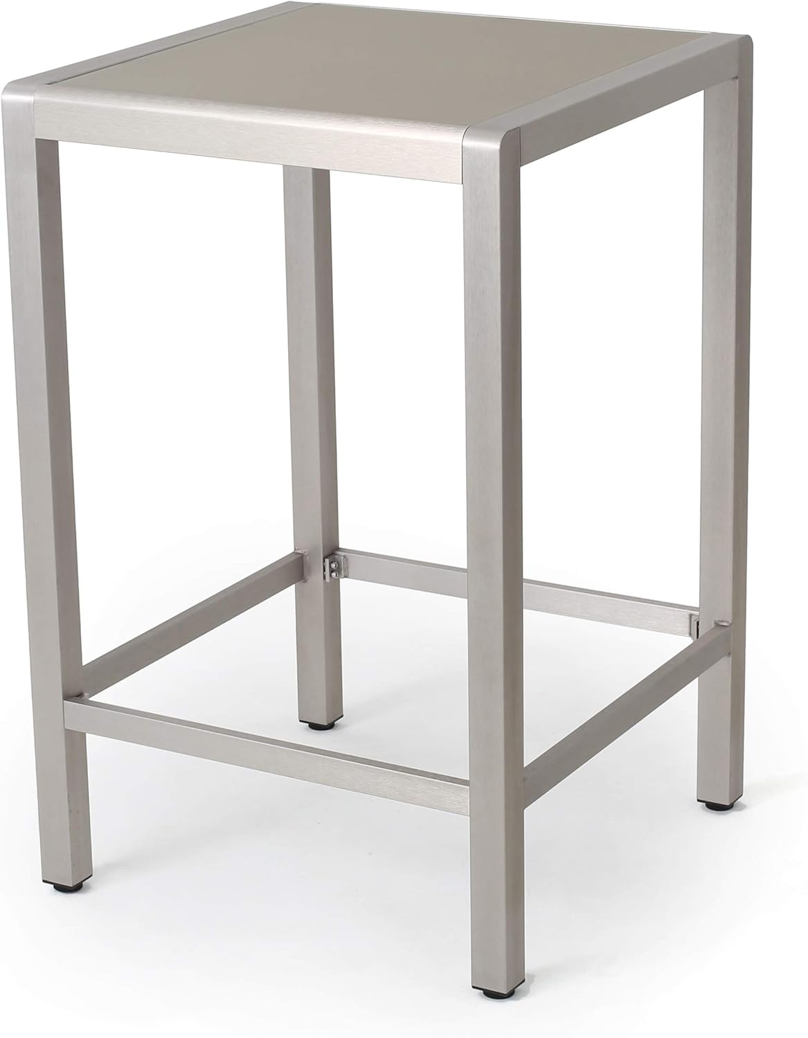 outdoor aluminum table on Amazon Com Christopher Knight Home Cape Coral Outdoor Aluminum Bar Table With Glass Top Grey Garden Outdoor