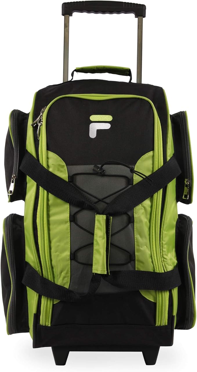 Fila UnisexAdult 22" Lightweight Rolling Duffel Bag, Neon Lime, One