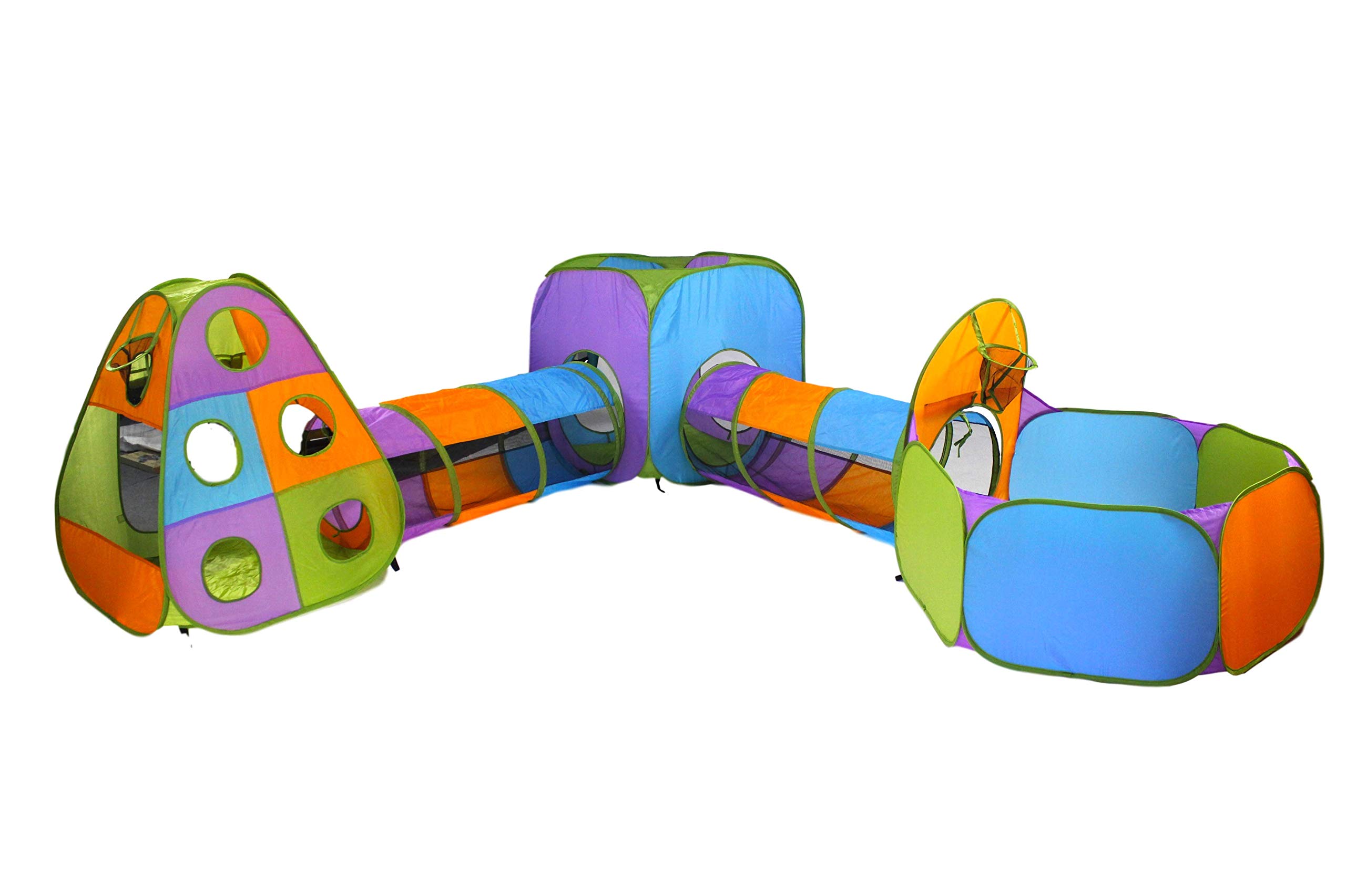 Playz 5Piece Kids Pop up Play Tent Crawl Tunnel and Ball Pit with