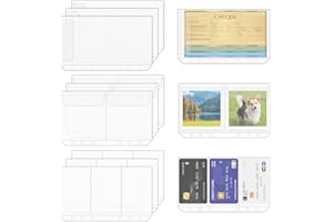 Antner 12PCS A6 Binder Pockets No Zipper Cash Envelopes for A6 6-Ring Binder, Zipless Money Folder Organizer Bill Pouches Business Card Sleeves Notebook Fillers Insert Pages for Cash Stuffing Binder