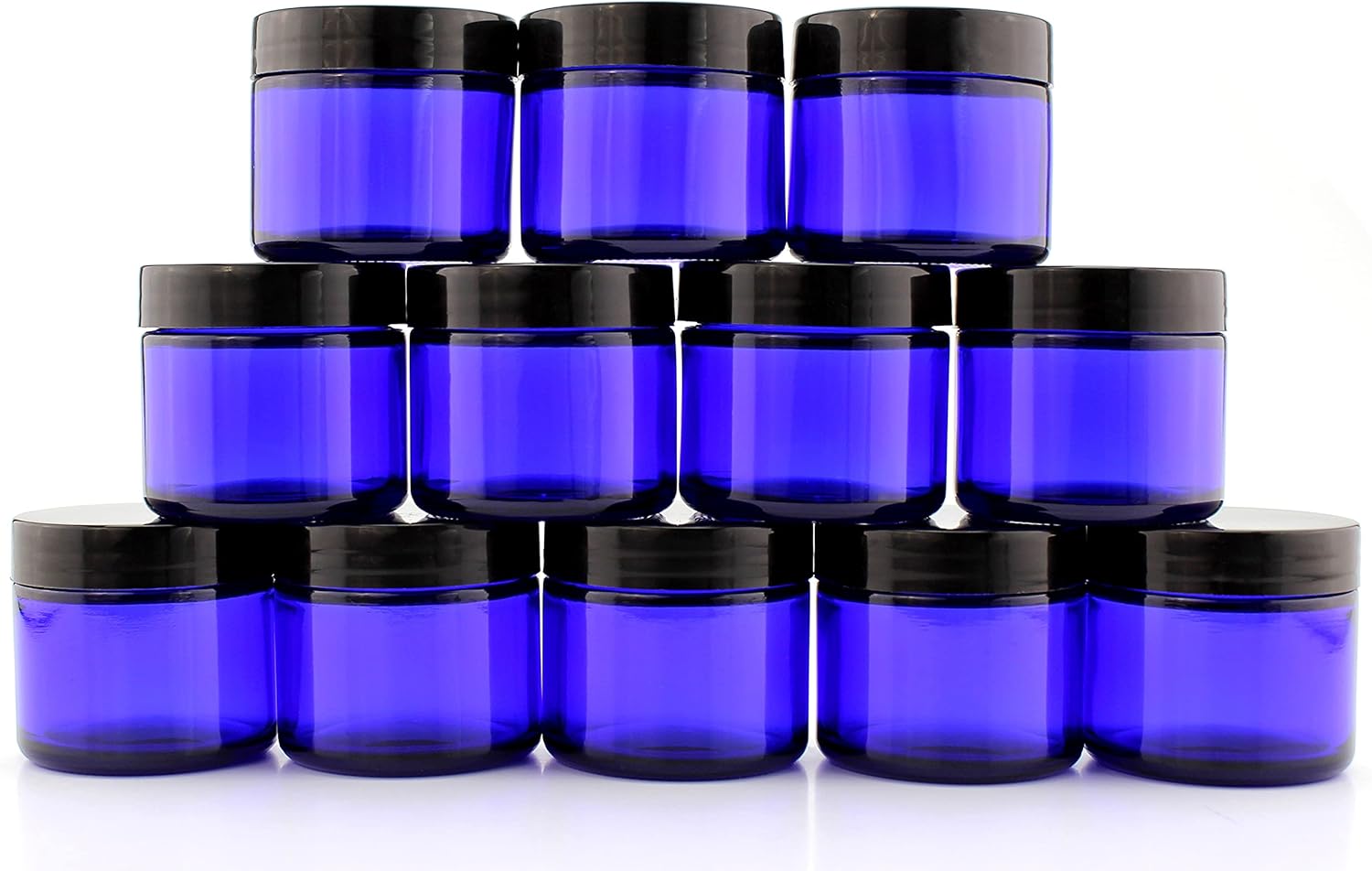 Download Amazon Com 2 Ounce Cobalt Blue Glass Cosmetic Jars 12 Pack Straight Sided Jars W Black Plastic Lined Lids For Balms Cosmetics Creams More Home Improvement