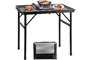 COSYAWN 3x2 FT Portable Medium Folding Grill Table with Mesh Desktop, Aluminum Lightweight Height Adjustable Outdoor Picnic Table for Camping BBQ Garden Party