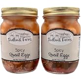 Redhawk Farms Spicy Pickled Quail Eggs - Fresh Quail Eggs Hard Boiled &amp; Pickled In A Spicy Vinegar &amp; Jalapeno Brine - Gourmet Snacks &amp; Garnishes - Made In The USA (16 oz, Pack of 2)