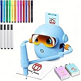BEBESIRI Drawing Robot for Kids Montessori Painting Toys Voice Interactive Educational Drawing Machine with 100 Word Cards,12 Colorful Pens & Music-for 3 4 5 6 7 8 Year Old Boys Girls Gift (Blue)