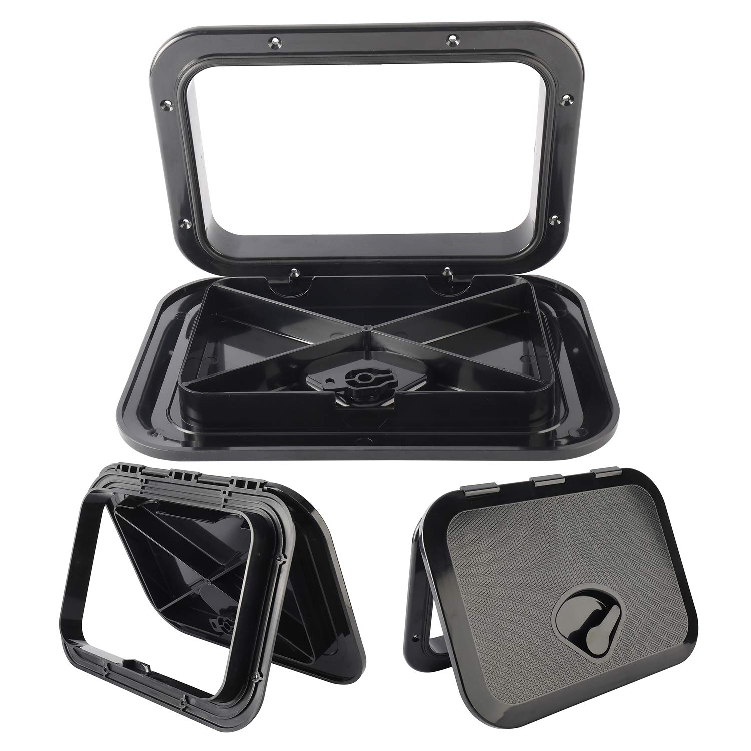 Photo 1 of YaeMarine Marine Access Hatch Boat Deck Hatch Lid Access Hatch & Lid 10-5/8" x 14-3/4" RV (270mm x 375mm) Black