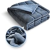 Sophia & William Blue Faux Rabbit Fur Throw Blanket, Micro Mink Dual-Sided Cozy Soft Blankets, Plush Fuzzy Fluffy Blanket for Couch Bed Sofa, Machine Washable, 90" x 90"