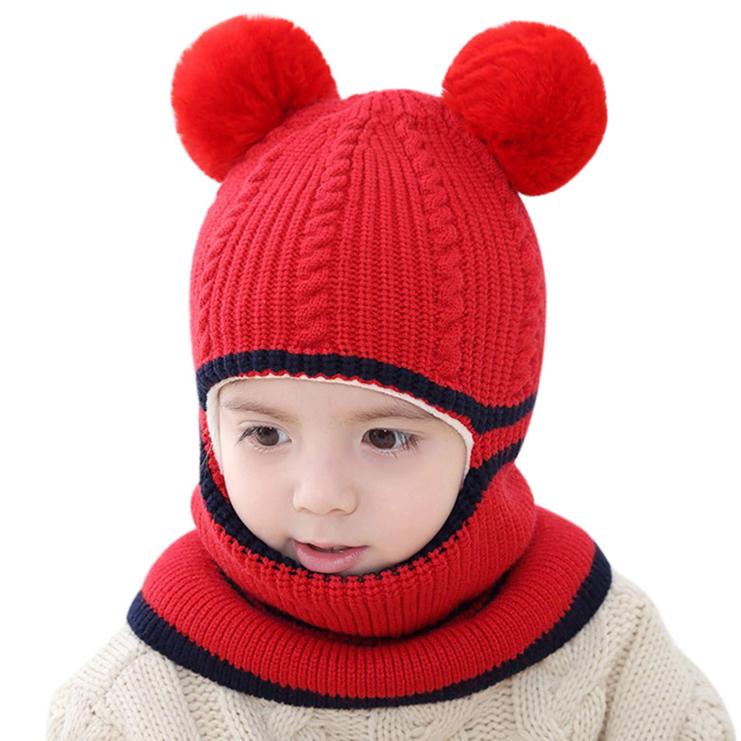 Meueneagrama Com Accessoires Bebe Fille 0 24m De Feuilles Ensemble Bonnet Tour De Cou Bebe Enfants En Tricote Chapeau Motif Imprime Hiver