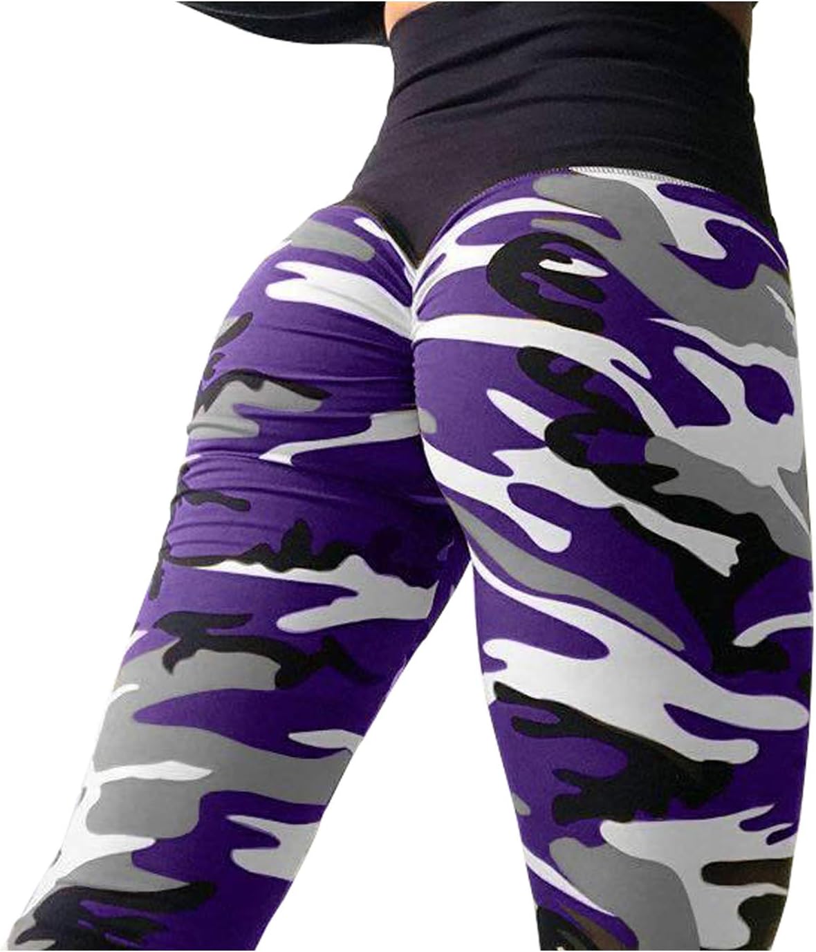 CPHMP Women's Camo Printed Ruched Butt Lifting Slimming Leggings Stretchy Skinny Yoga Pants Thights