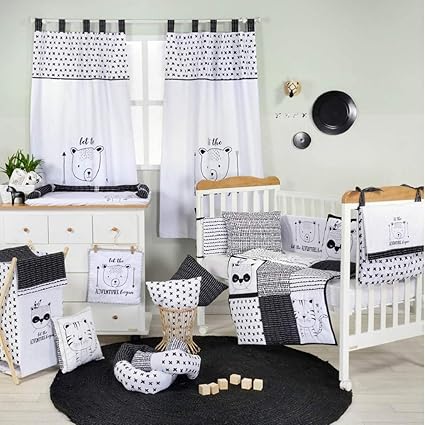Parure De Lit Pour Bebe 3 Pieces Panda Et Ours Tour De Lit Couette Drap Housse Brode Couette Et Tour De Lit Amazon Fr Bebes Puericulture