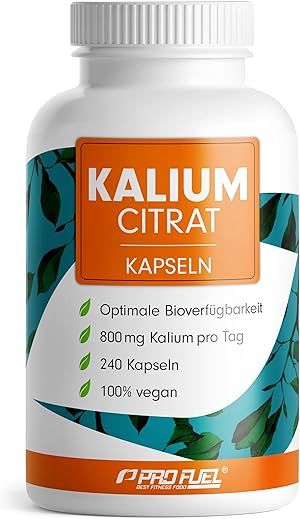 Kalium Kapseln 240x - optimal hochdosiert: 2240 mg Kaliumcitrat pro Tag, davon 800 mg elementares Kalium (Potassium) - hohe Bioverfügbarkeit - laborgeprüft mit Zertifikat - Vorrat für 120 Tage
