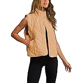 Zhiyouni Women's Quilted Puffer Vest Stand Collar Lightweight Button Down Padded Gilet with Pockets