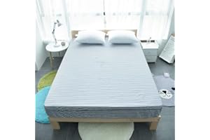 HIGHBUY Striped Fitted Sheet Twin Size Deep Pocket 100% Cotton Kids Bed Sheet Deep Pocket 1pc Twin Elastic All Around Wrinkle Fade Stain Resistant Premium Cotton Sheet 39'' by 75'' for Boys Girls Bedding