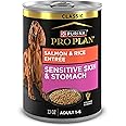 Purina Pro Plan Sensitive Skin & Stomach Wet Dog Food, Salmon & Rice - 368 g Can (12 Pack)