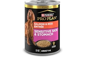 Purina Pro Plan Sensitive Skin & Stomach Wet Dog Food, Salmon & Rice - 368 g Can (12 Pack)