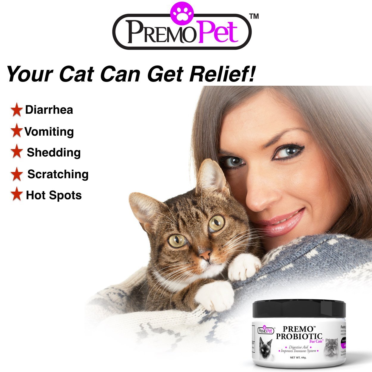 PROBIOTIC for Cats Premo Pet Digestive Aid Plus Prebiotic Best