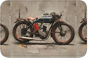 Crystal Velvet Lock Edge Floor mat 40x60 DLXW Retro Motorcycle Picture Water-Absorbent and Non-Slip Comfortable and Soft for 