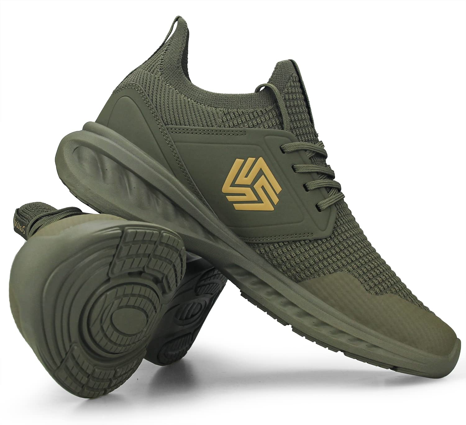 Giniros Herren Sneaker Atmungsaktiver Leicht Schuhe für Outdoor Grün 46 6