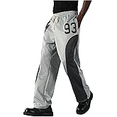 OYOANGLE Men's Color Block Graphic Wide Leg Sweatpants Drawstring Waist Y2K Hip Hop Lounge Pants with Pocket
