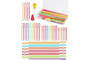 UOOU 67 PCS Plastic Needles, 5 Sizes Yarn Needles, Darning Needles for Yarn, Yarn Needles Large Eye for Crochet, Crochet Needles for Knitting, Weaving and Sewing