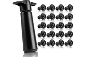 LEIFEOSH 20 Pieces Wine Stoppers with Vacuum Pump Wine Preserver Vacuum Bottle Stopper Wine Keeper Wine Vacuum Stoppers Wine Saver Vacuum Pump for Kitchen Home Bar Office, Gifts for Wine Lovers