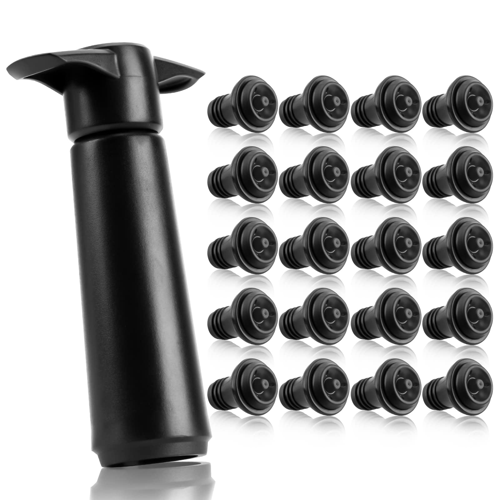 Photo 1 of 20 Pieces Wine Stoppers with Vacuum Pump Wine Preserver Vacuum Bottle Stopper Wine Keeper Wine Vacuum Stoppers Wine Saver Vacuum Pump for Kitchen Home Bar Office, Gifts for Wine Lovers