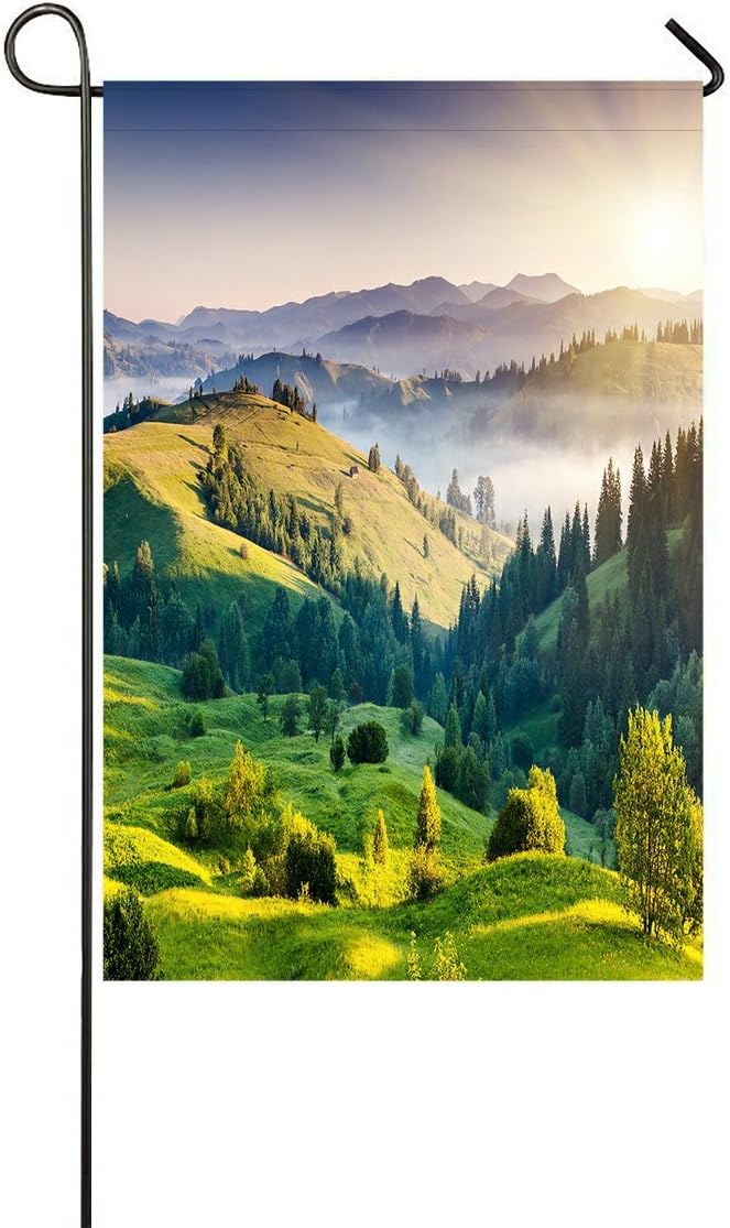 Amazon Com Custom Landscape Nature Scenery Garden Flag Sunset In The Mountains Home Outdoor Garden Flag House Banner 12 X 18 Inch Garden Outdoor
