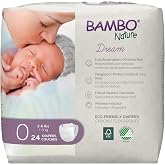 Bambo Nature Hypoallergenic Dream Baby Diapers, Eco-Labeled Sustainable Diapers, Enhanced Leakage Protection, Totally Chlorine-Free, Skin Friendly, and Super Absorbent - Size 0 (2-7lbs) - 24 Count