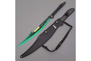 OTAKUMOD 27" Fantasy Machete. Fixed Blade Knife. 440 Stainless Steel Blade. For Collection, Gift, Camping, Outdoor Sports (Green)