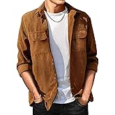 Comdecevis Mens Corduroy Shirts Jacket Button Down Long Sleeve Work Shirts Shackets with Pocket