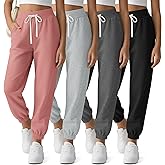 YooAurvox 4 Pack Girls Sweatpants Jogger Drawstring for 5-16 Years Athletic Tapered Cuffs Casual Soft Pants with Pockets