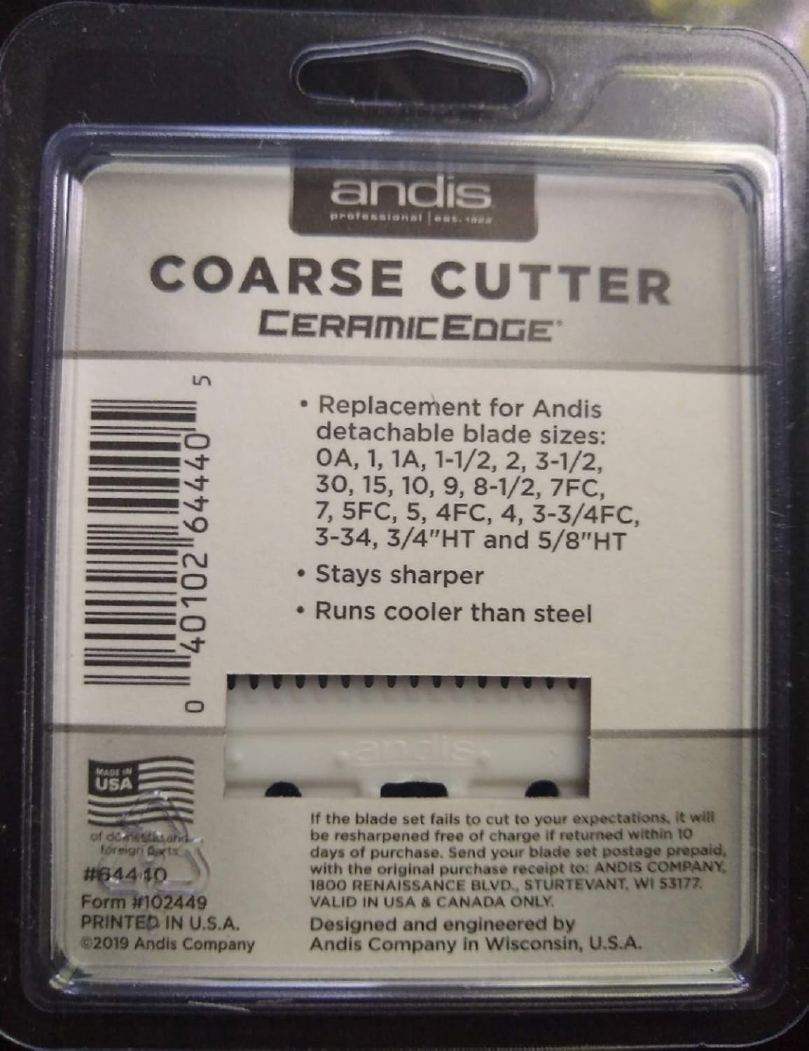 andis coarse ceramic cutter