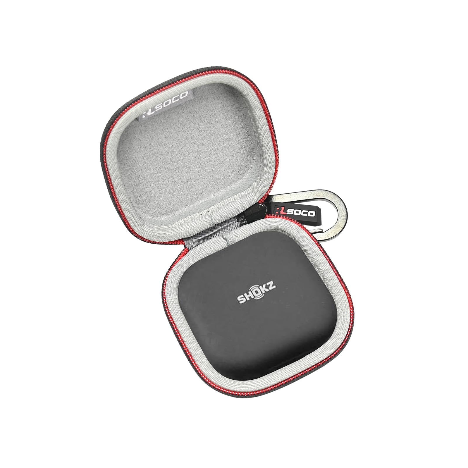 RLSOCO Carrying Case for SHOKZ OpenFit Air/OpenFit 2+/2 Open-Ear Headphones | Travel Case for OpenFit 2 Plus/Air/2 Headphones with Carabiner,Waterproof,Shockproof,Dustproof - Black