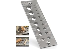 DIYLOG Steel Dowel Plate, Dowel Jig, Wood Dowels, Dowel Maker, Dowel Cutter, 1/8" to 5/8" 17 Holes, Suitable for Dowelmax, Dowels, Dowel Rod, Purple Heart Wood, and Other Hardwoods and Softwoods