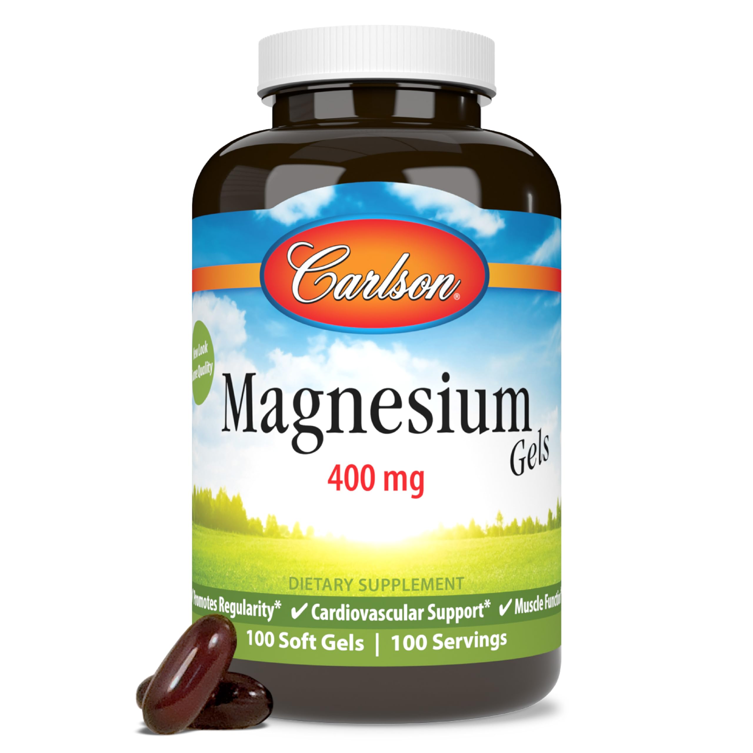 Carlson Labs Magnesium Gels, 400mg Softgels, 100-Count