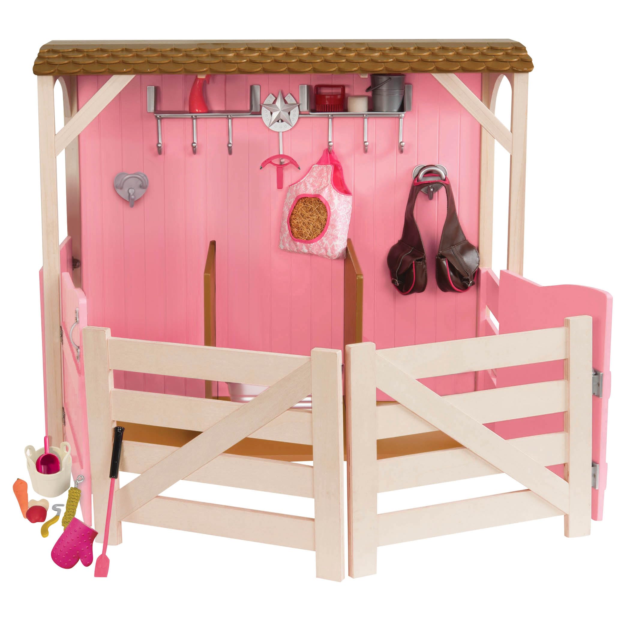 Our Generation – 18-Inch Doll Accessories – Horse Stable – Barn Playset – Horse Toys – 3+ Years – Saddle – Up Stables
