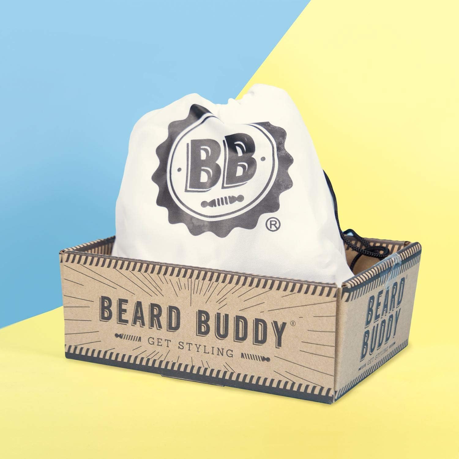 Fizz Creations Beard Buddy Shaving Bib, Attaches to Mirror with Suction Cups for Mess Free Styling Trimming White - Image 3