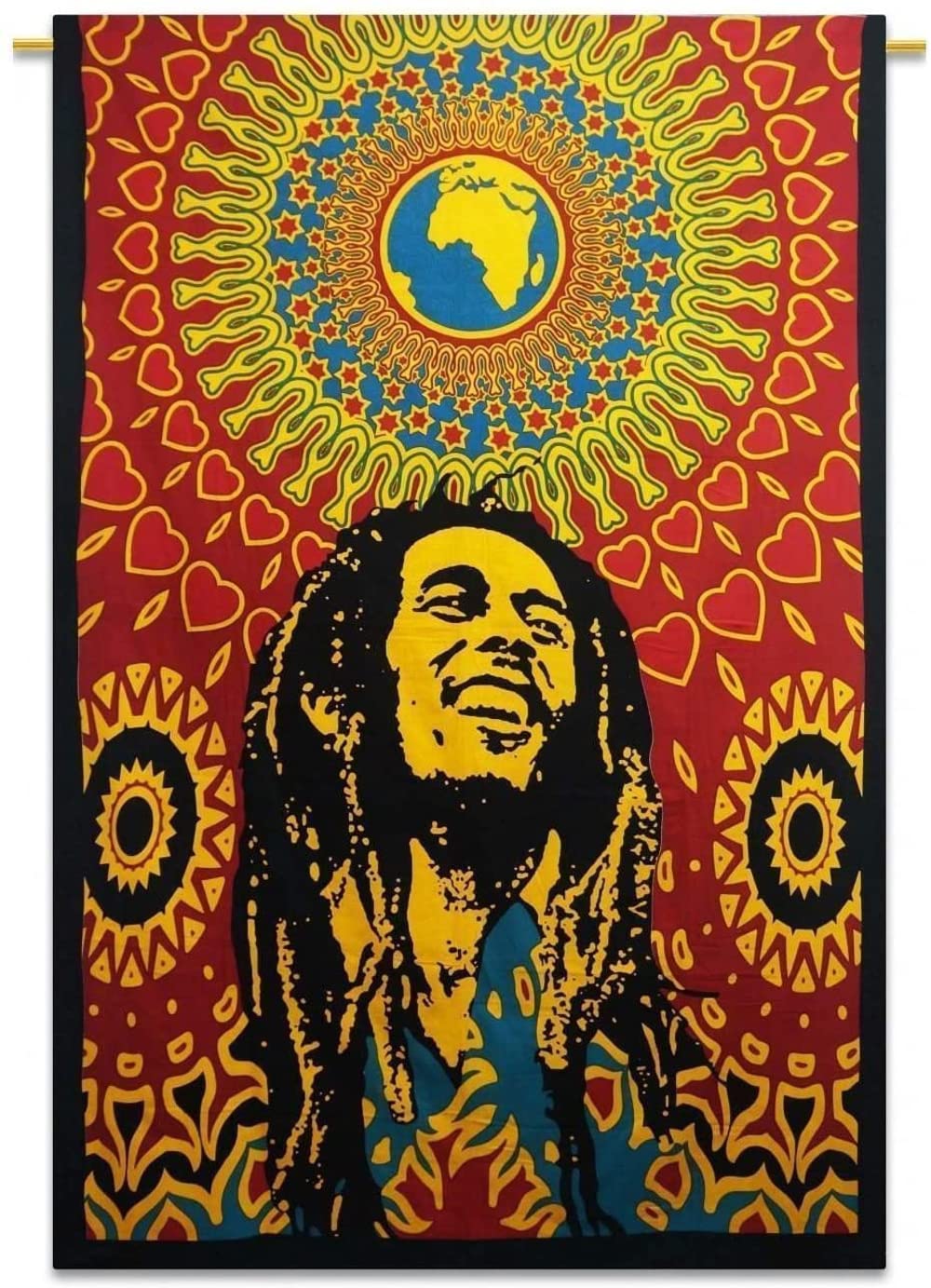 FIKIMOS Cotton Wall Hanging 40" X 30" Poster Size Home Decor (Bobmarley-g)