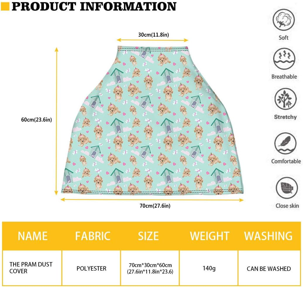 Coloranimal Kitten Cats Printed Funny Nursing Cover for Baby Breastfeeding Elastic Soft Protector Car Seat Covers for Babies Stretchy Breathable Infant Stroller/Shopping Car - Image 3