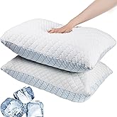 VAINOC Memory Foam Pillows Queen Size Set of 2, Adjustable Cooling Pillow for Side Back Stomach Sleepers with Washable Removable Cover